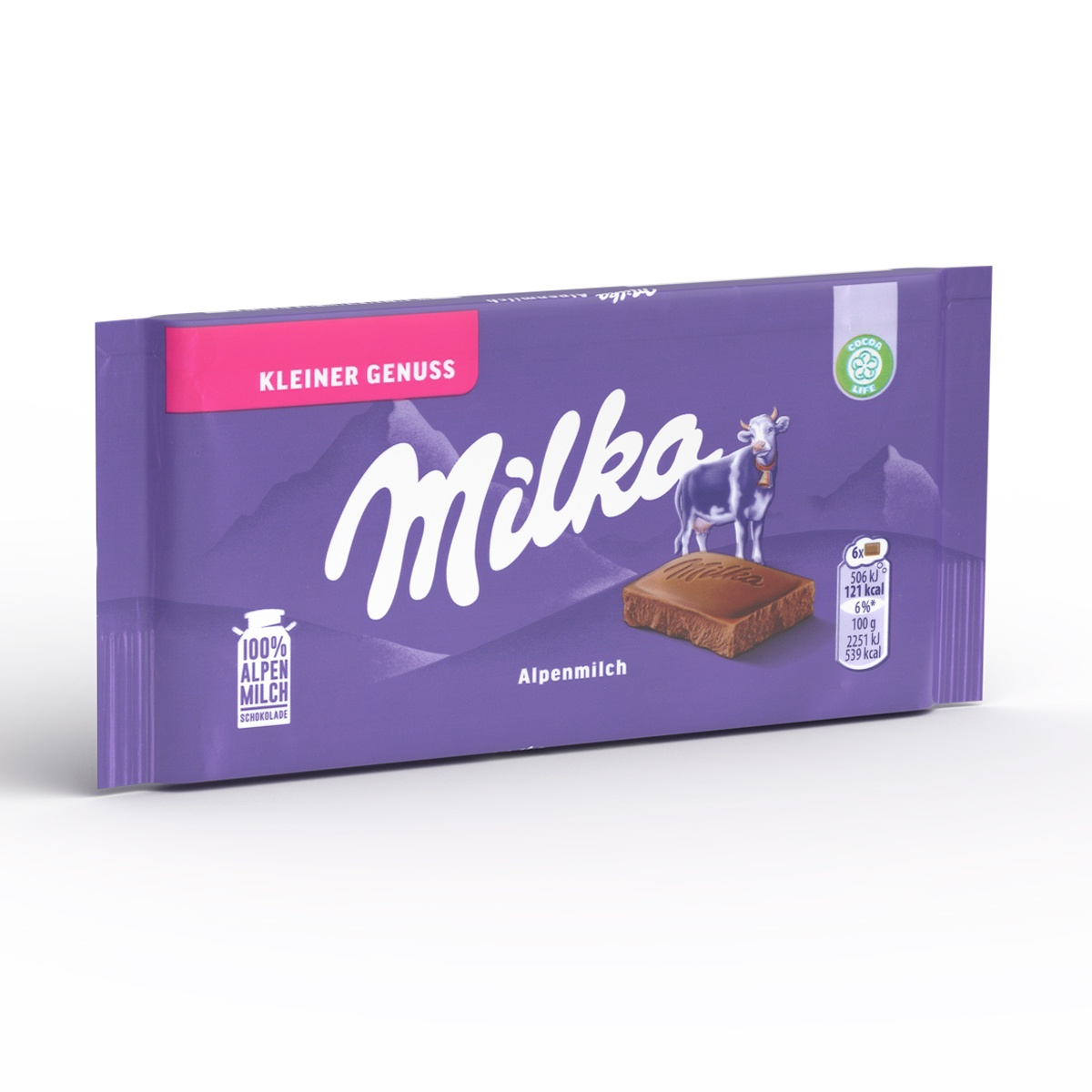 Milka die kleine Alpenmilch in Werbekartonage | 45 g | Milka Alpenmilch | 4c Euroskala