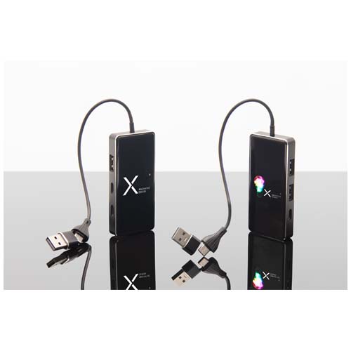 SCX.design H20 8-in-1 USB-Hub mit dualem Eingang und 6 Ports und Leuchtlogo