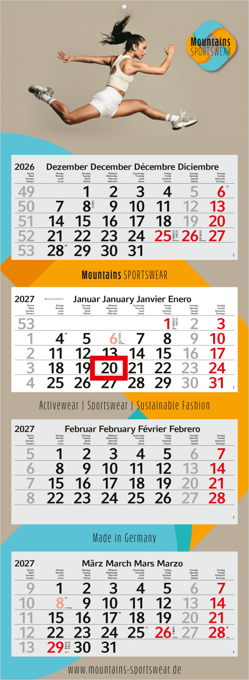 4-Monatskalender Mehrblock Profil 4 EXPRESS Schrift leicht