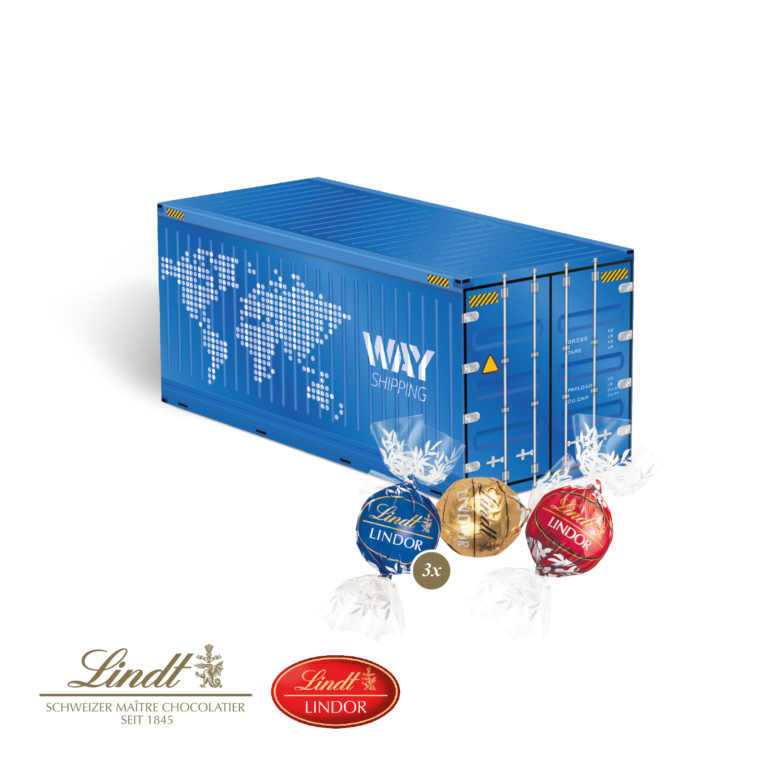 3D Präsent "Container" mit Lindor Pralinés