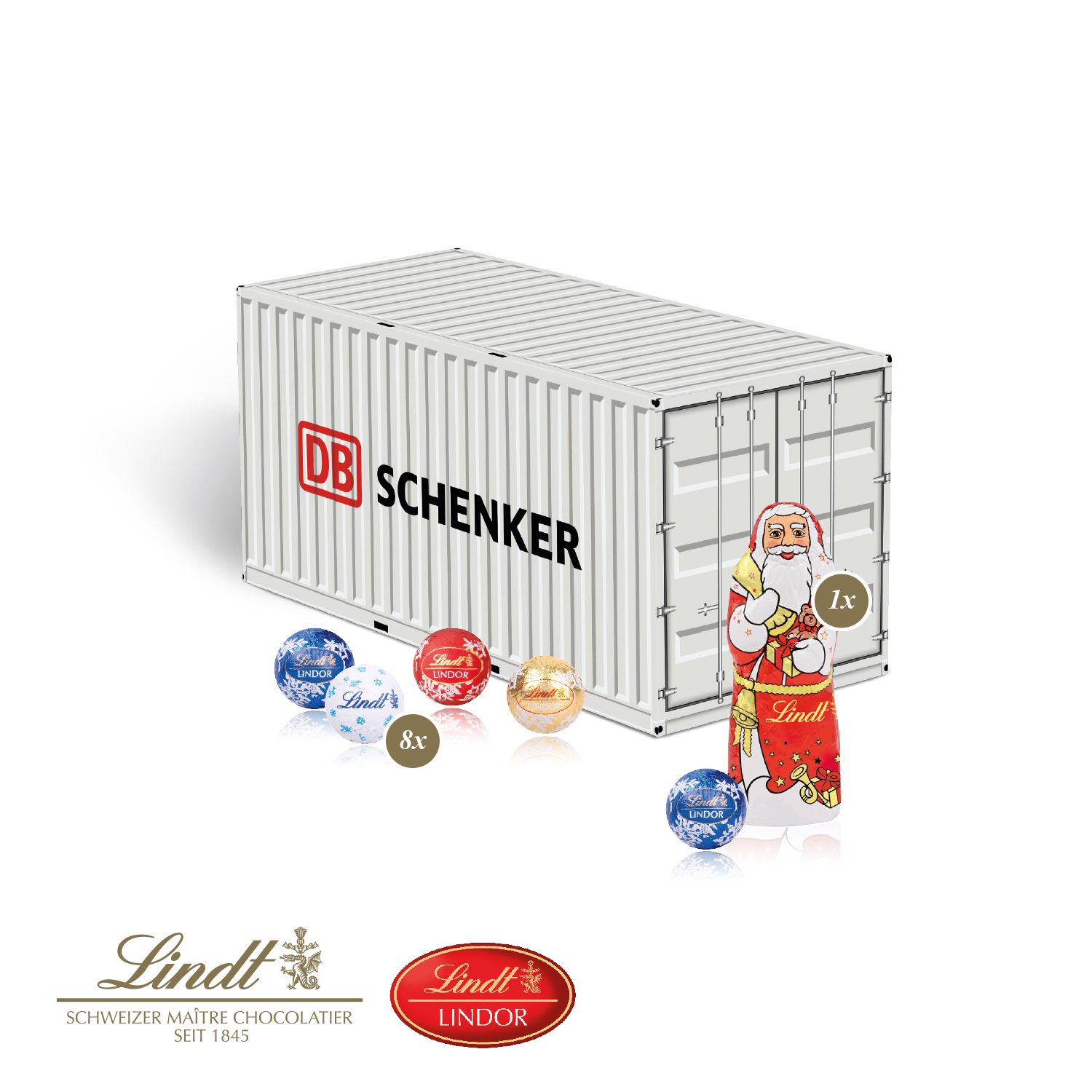 3D Präsent "Container" mit Lindt Minis und Nikolaus