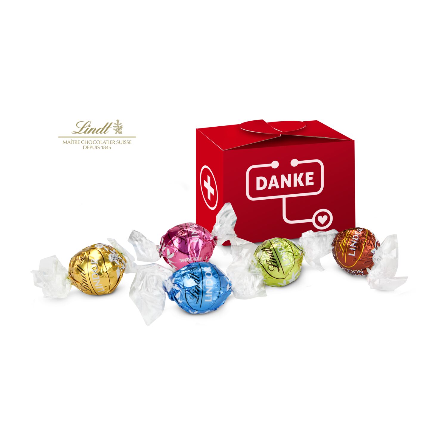 Geschenkartikel / Präsentartikel: Lindt süßes Danke, 5 Lindorkugeln für medizinische Dienste