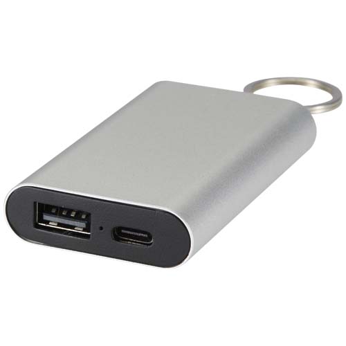 Arcturus 2000 mAh Powerbank aus recyceltem Aluminium mit Schlüsselanhänger