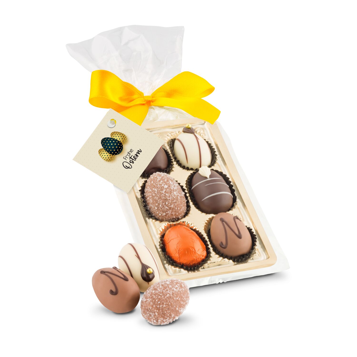 Geschenkartikel / Präsentartikel: Schokoladen-Pralineneier, 6 Stück