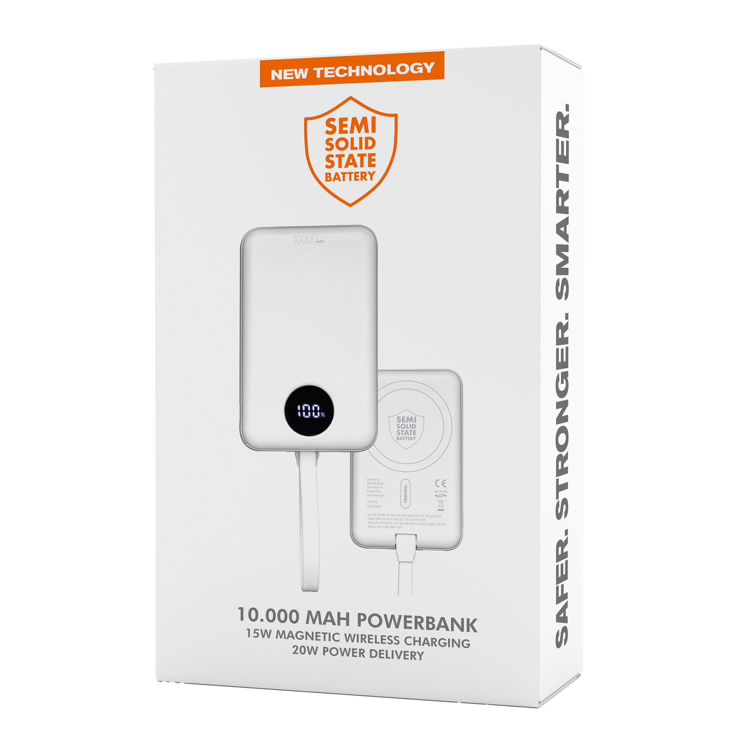 Magnetische 15W Wireless Powerbank REEVES-WATTRON Plus V - 10000 mAh, Weiss