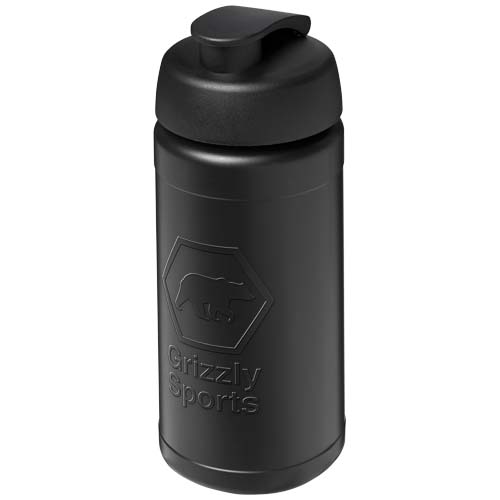 Baseline Rise 500 ml Sportflasche mit Klappdeckel, schwarz, schwarz