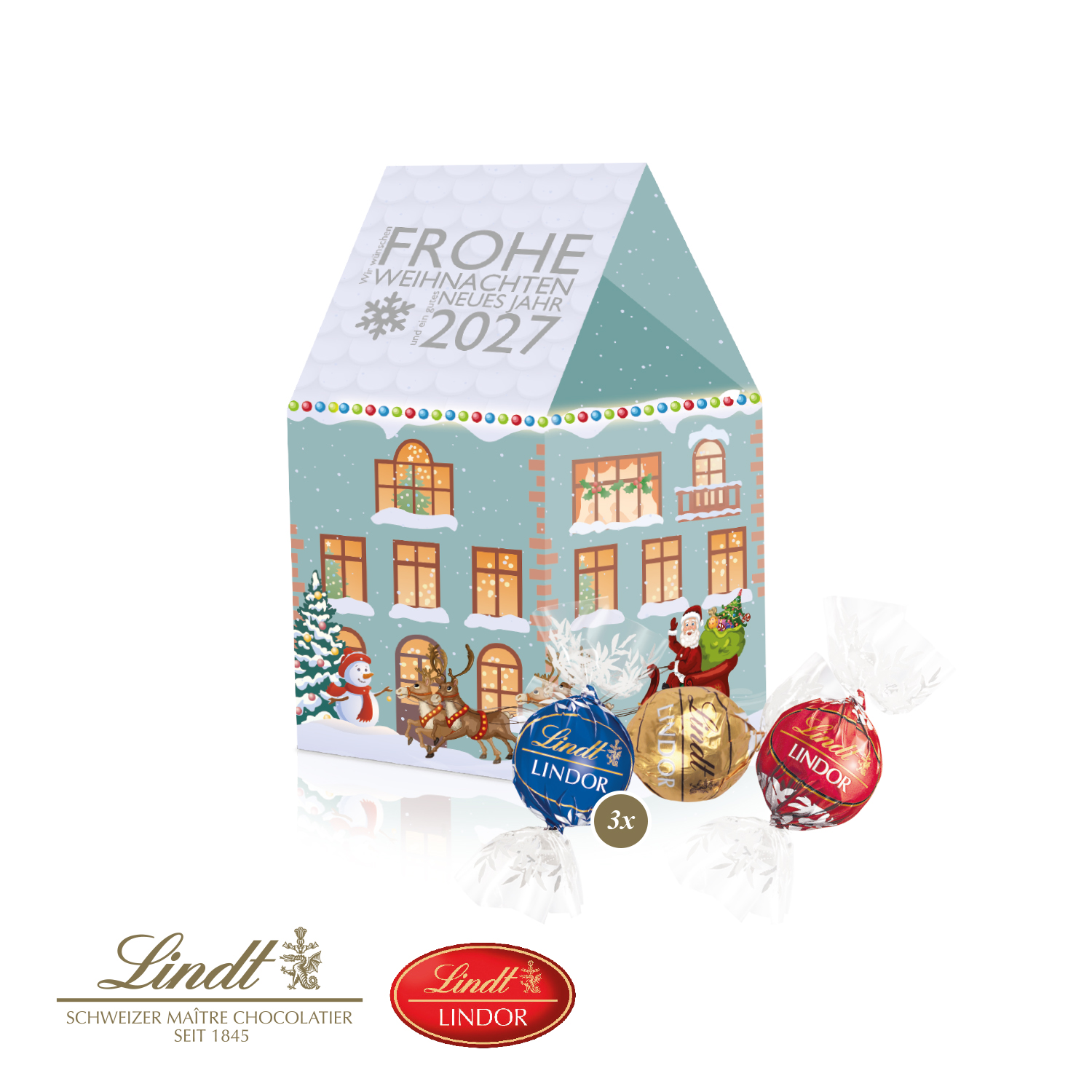 3D Präsent "Haus" mit Lindor Pralinés