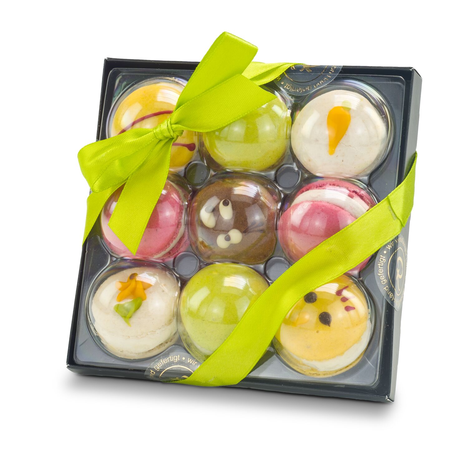 Geschenkartikel / Präsentartikel: Bunte Oster-Macarons