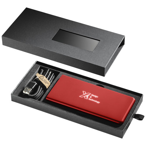 SCX.design P15 5000 mAh Powerbank mit Leuchtlogo, mittelrot