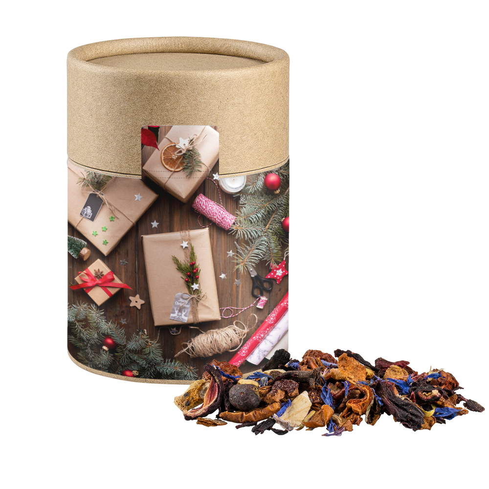 Christkindl Tee, ca. 50g, Kraftpapierdose Midi