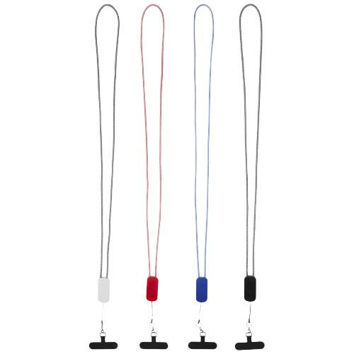 Anser Smartphone Lanyard aus recyceltem Kunststoff mit 27 W 5-in-1 integriertem Kabel, schwarz