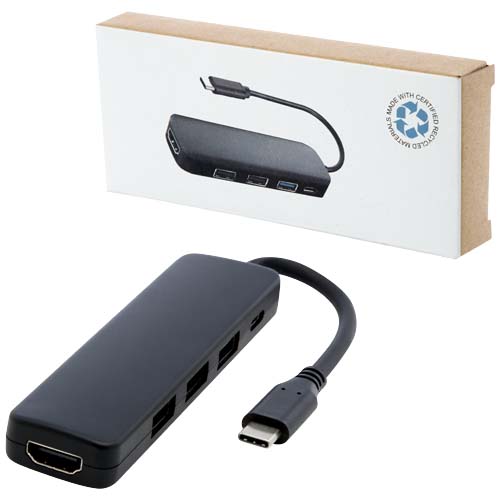 Loop Multimedia-Adapter aus recyceltem RCS Kunststoff USB 2.0-3.0 mit HDMI-Anschluss