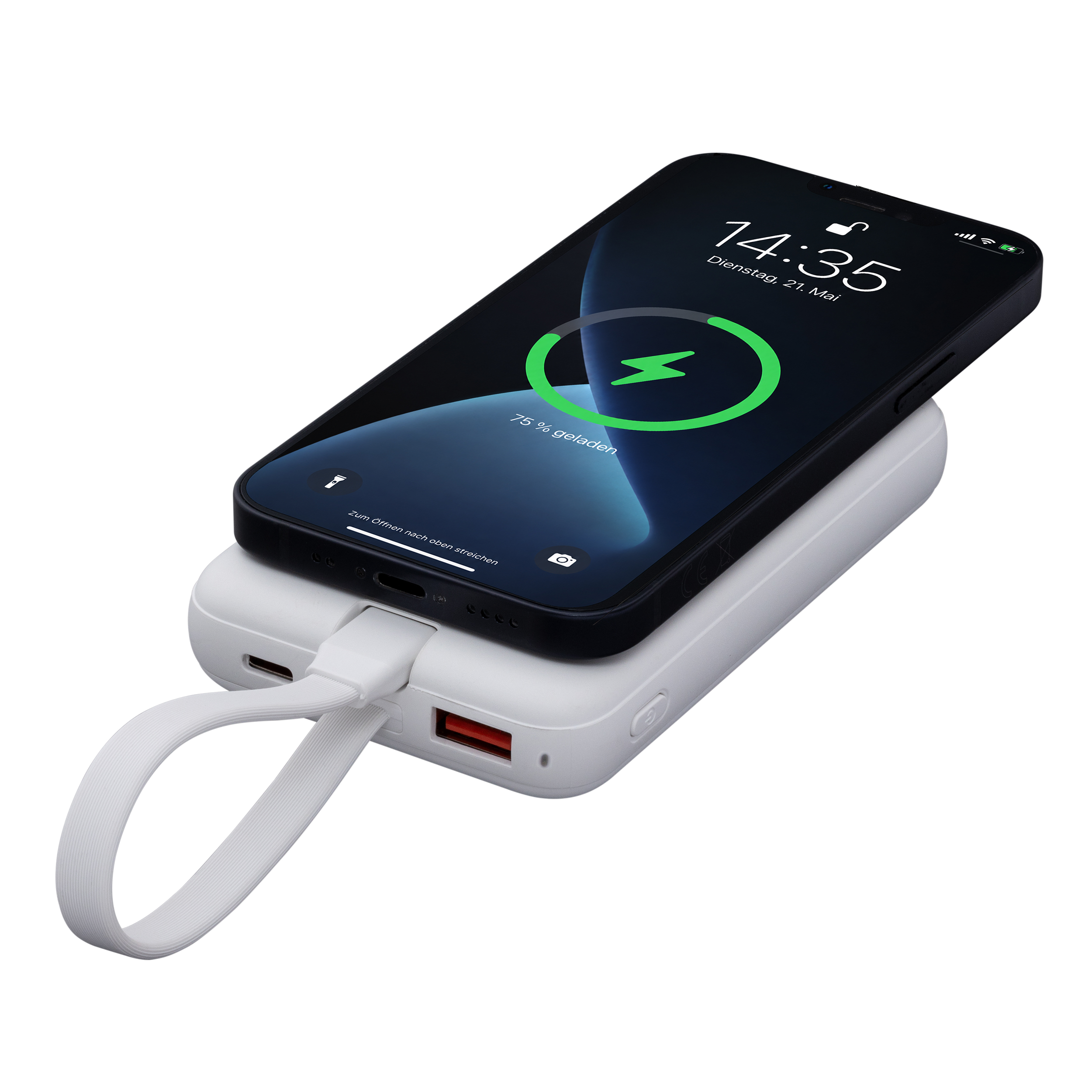 Magnetische 15W Wireless Powerbank REEVES-WATTRON Plus V - 10000 mAh, Weiss
