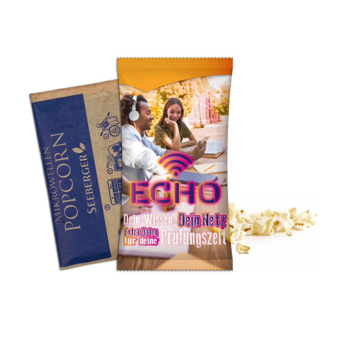 Mikrowellen-Popcorn im Werbetütchen
