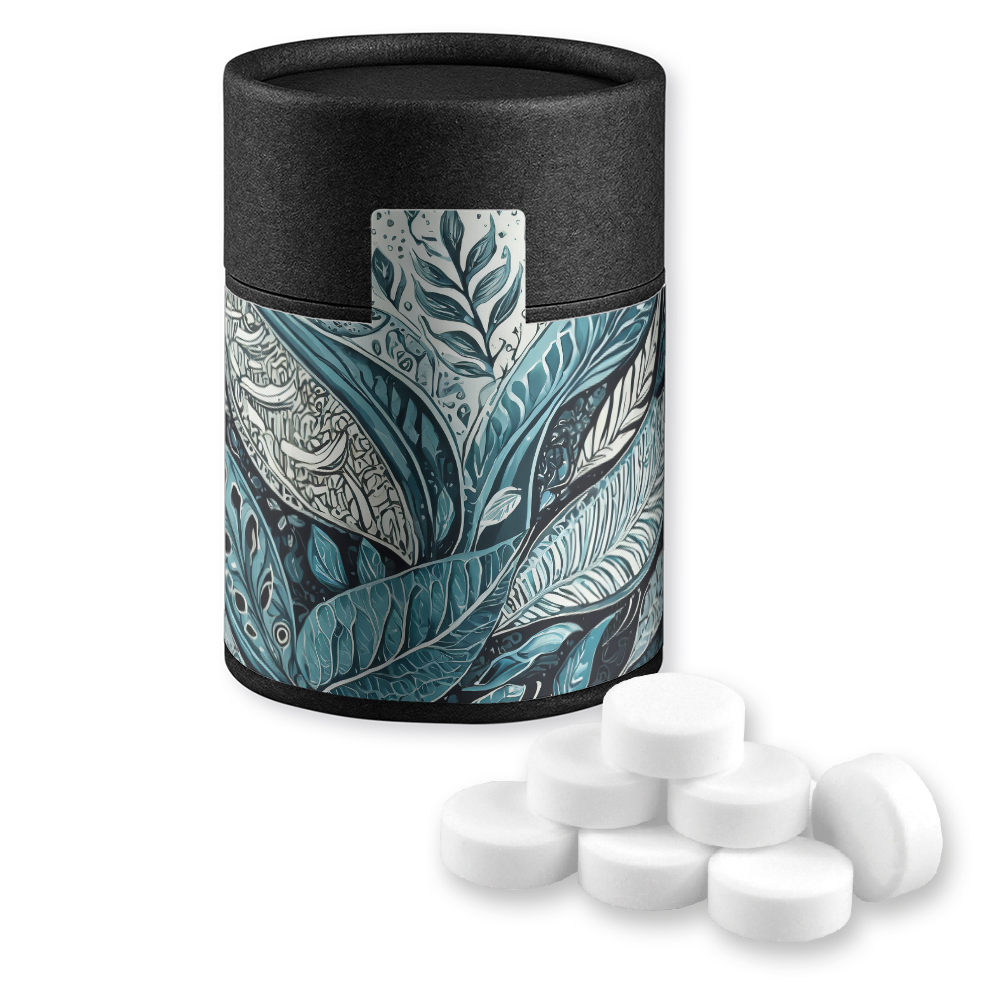 Pfefferminz Drops, ca. 80g, Kraftpapierdose Midi schwarz
