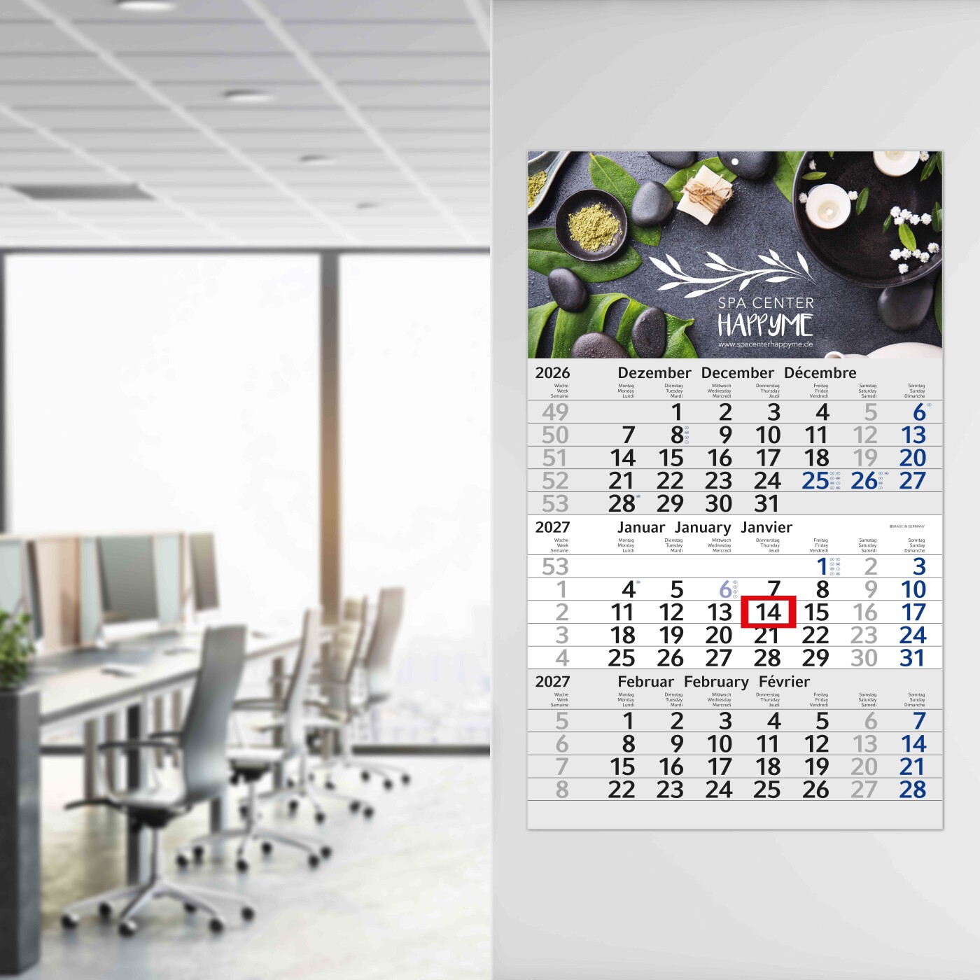 3-Monatskalender Einblatt Budget 3, blau
