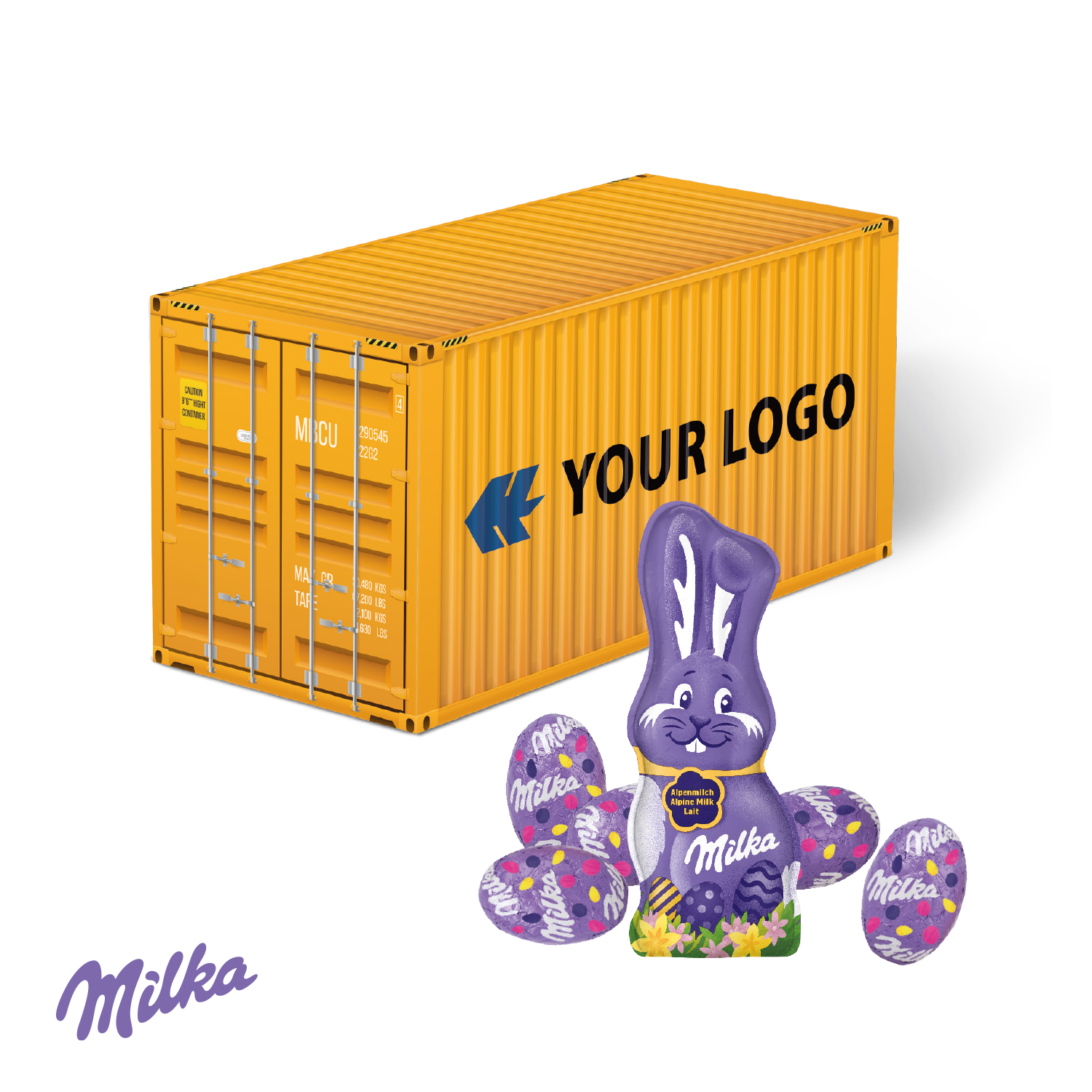 3D Präsent "Container" Ostern mit Milka Schokoladenmischung