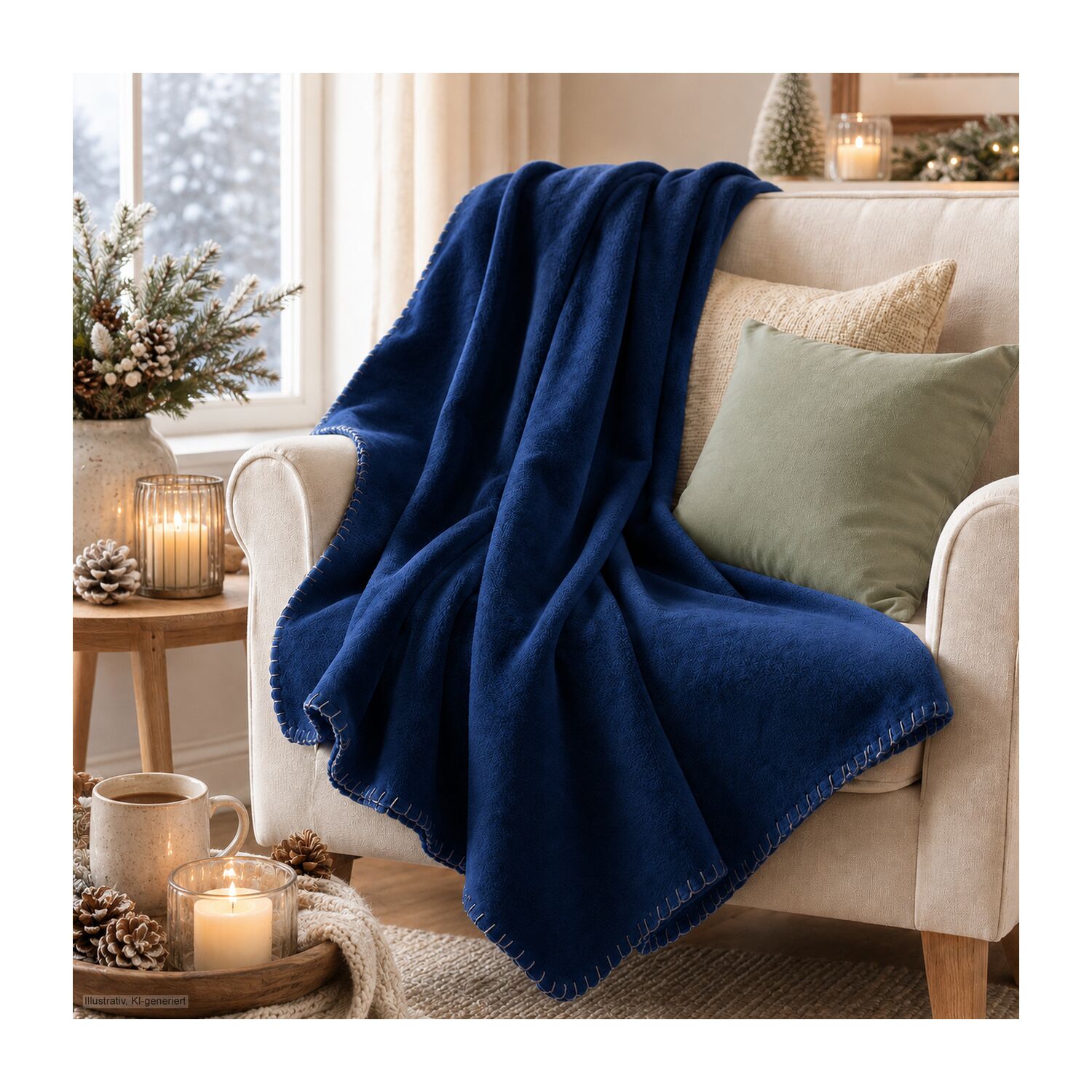 Fleecedecke Basic navy - 120 x 150 cm, 180 g/m²
