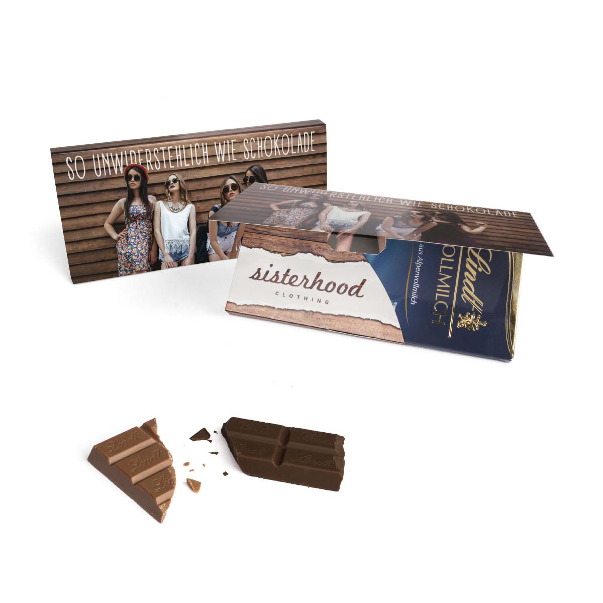 Lindt Schokoladentafel in Mailingmappe | 100 g | Zartbitterschokolade | 4c Euroskala einseitig