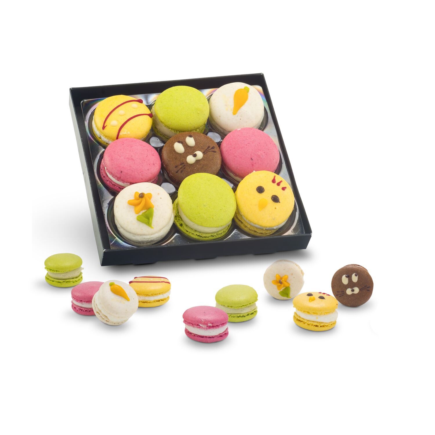 Geschenkartikel / Präsentartikel: Bunte Oster-Macarons