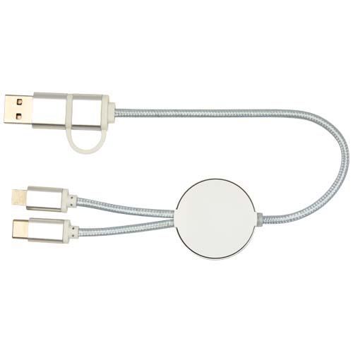 Alasia 30 cm 5-in-1 Kabel aus recyceltem Kunststoff für Datenübertragung und 27W Schnellladung, silber