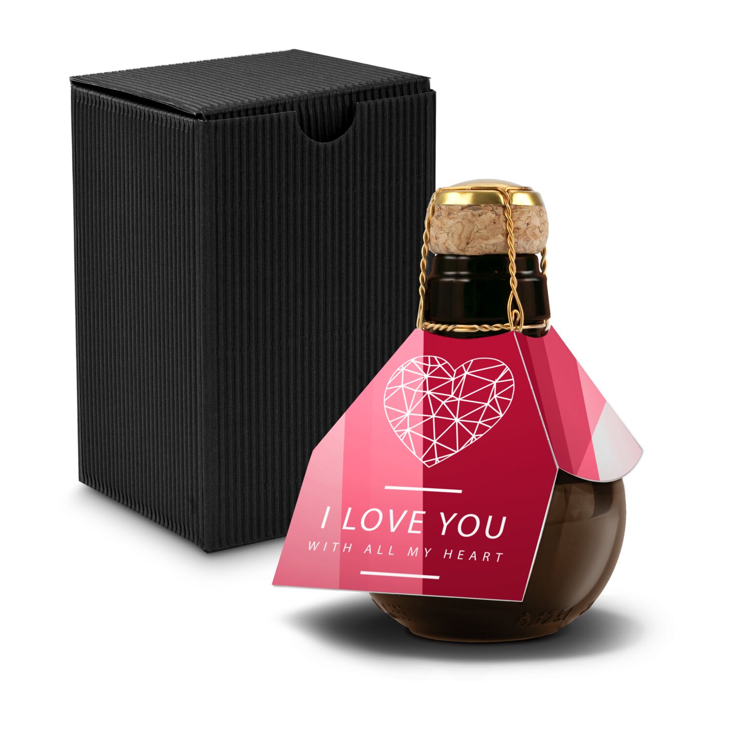 Origineller Sekt I love u - Karton Schwarz, 125 ml