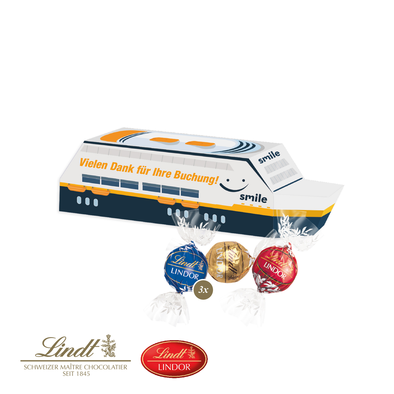 3D Präsent "Schiff" mit Lindor Pralinés