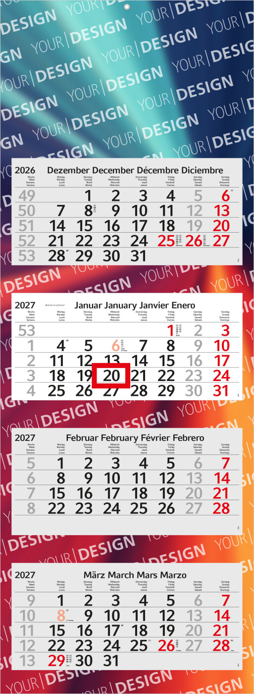 4-Monatskalender Mehrblock Profil 4 EXPRESS Schrift leicht