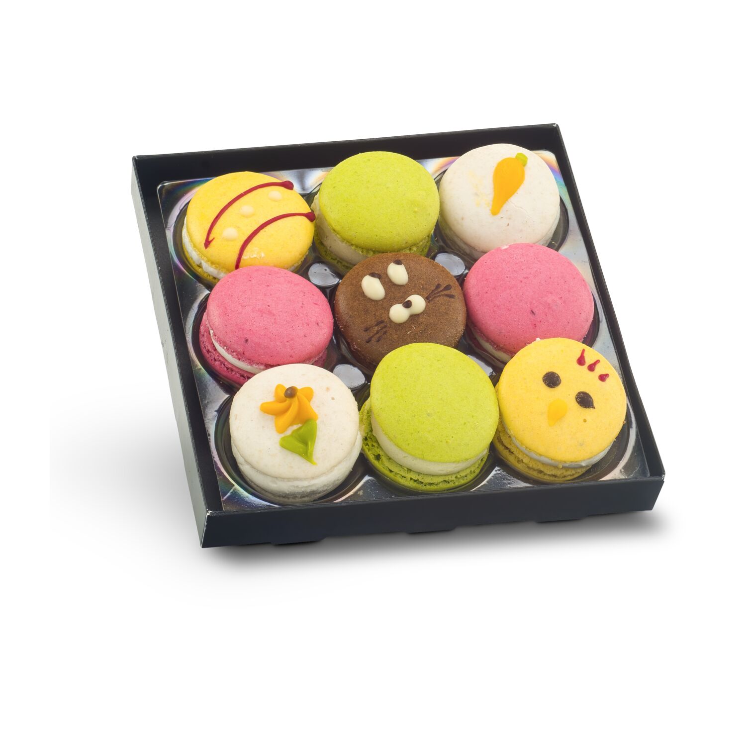 Geschenkartikel / Präsentartikel: Bunte Oster-Macarons