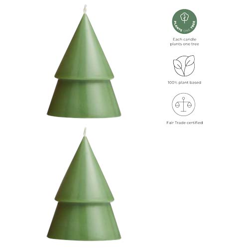 Originalhome Weihnachtsbaum Kerze M, 2er Set, heather grün