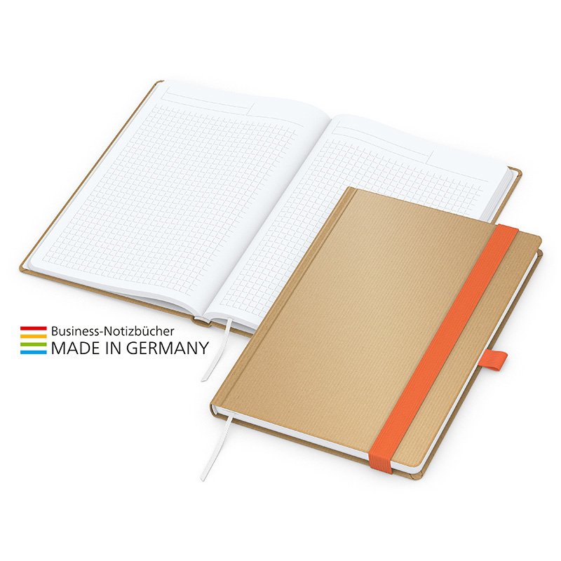 Match-Book White bestseller A5, Natura braun, orange