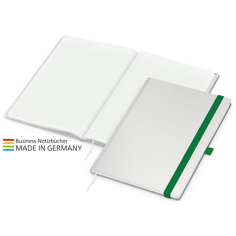 Match-Book White green+blue A4, grün