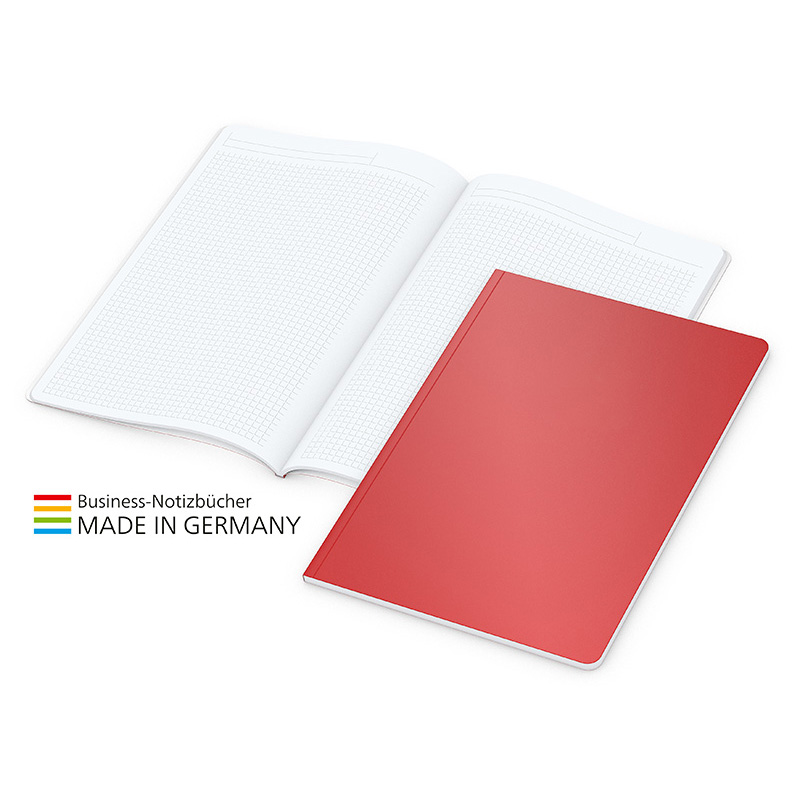 Copy-Book White bestseller A4, matt-rot inkl. Prägung schwarz-glänzend