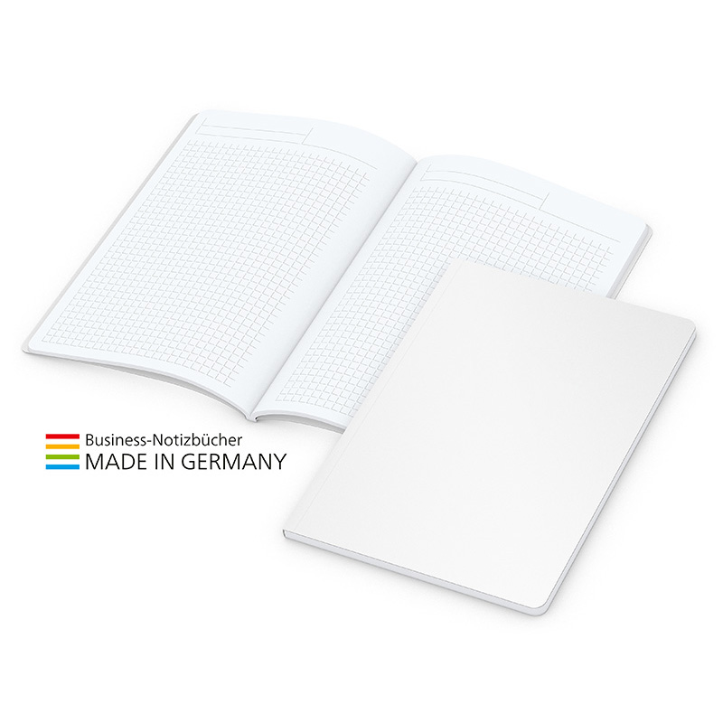 Copy-Book White bestseller A5, matt-weiß inkl. Prägung schwarz-glänzend