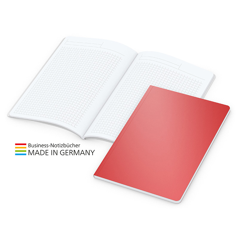 Copy-Book White bestseller A5, matt-rot inkl. Prägung schwarz-glänzend