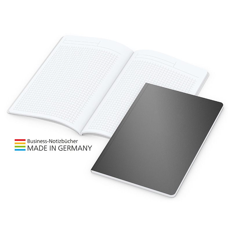Copy-Book White bestseller A5, matt-schwarz inkl. Prägung schwarz-glänzend