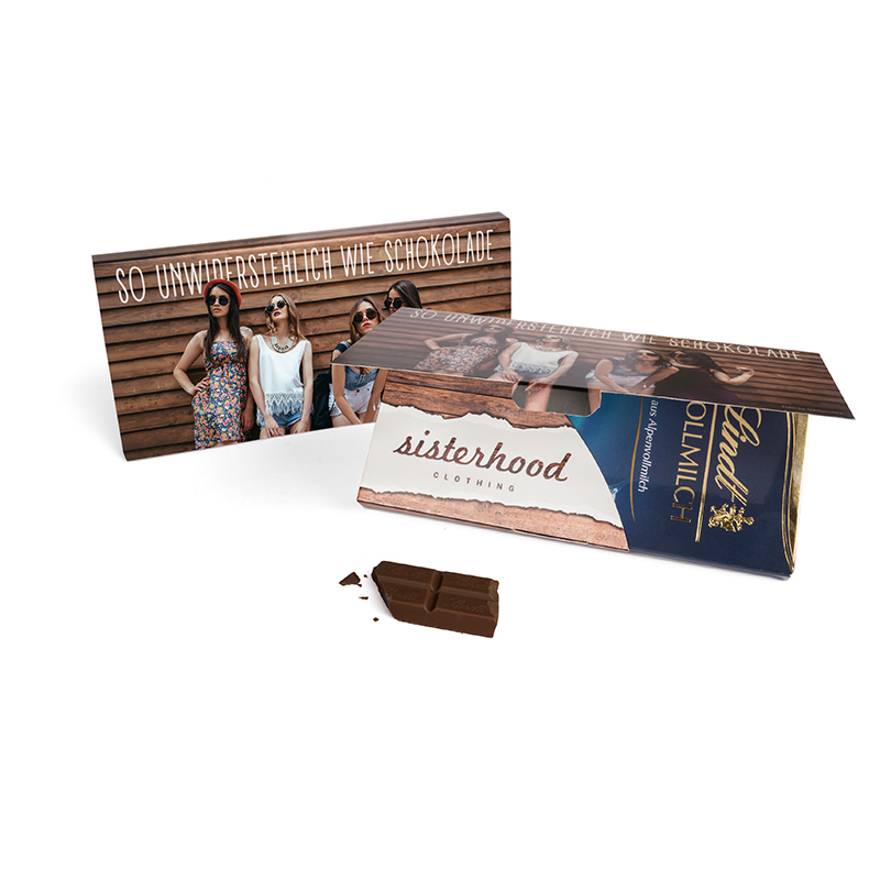Lindt Schokoladentafel in Mailingmappe | 100 g | Zartbitterschokolade | 4c Euroskala einseitig