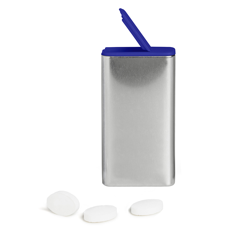 FlipTin | 20 g | Dose: blank, Deckel: blau-transparent | Freshmints zuckerfrei | ohne Druck