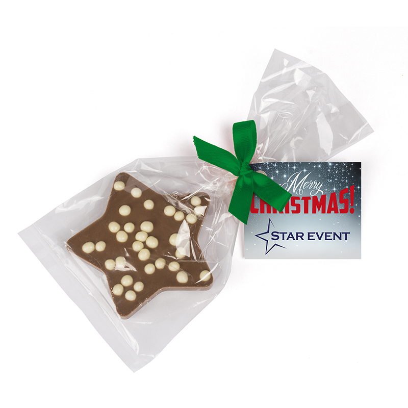 Schoko Weihnachtsstern | Vollmilchschokolade | Grüne Schleife | 4c Euroskala