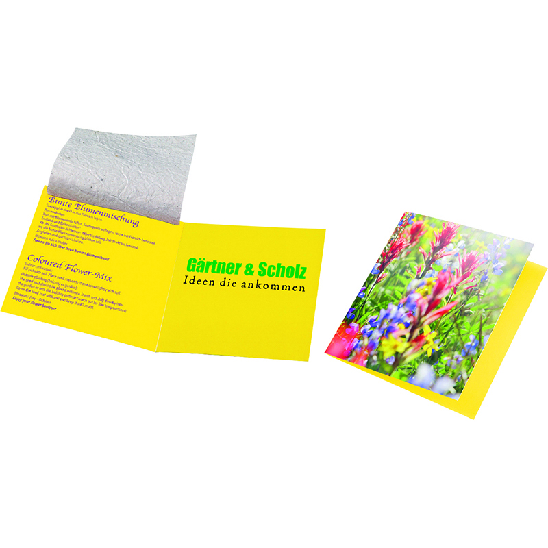 Saatteppich Klappkärtchen, bunte Blumenmischung, 1-4 c Digitaldruck inklusive