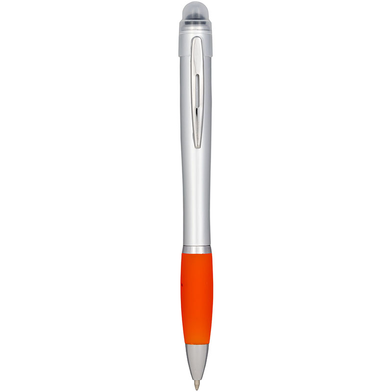 Bullet Nash beleuchteter Kugelschreiber mit silbernem Schaft und farbigem Griff