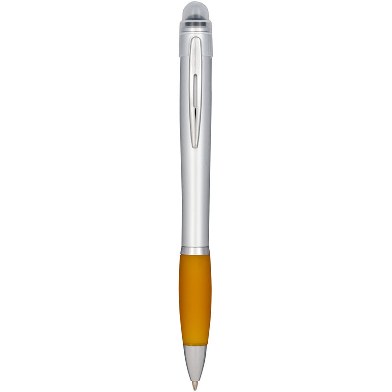 Bullet Nash beleuchteter Kugelschreiber mit silbernem Schaft und farbigem Griff