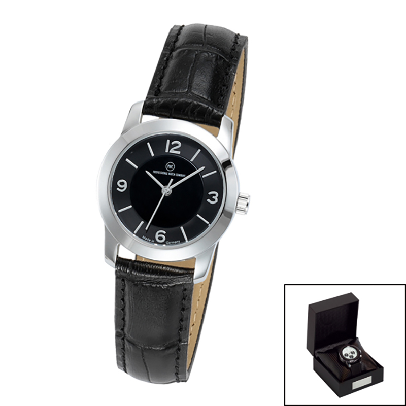 Edelstahl-Armbanduhr Made in Germany Capella Damen schwarz