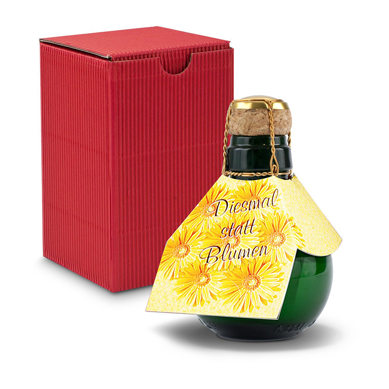 Kleinste Sektflasche der Welt! Diesmal statt Blumen - Inklusive Geschenkkarton in Rot, 125 ml