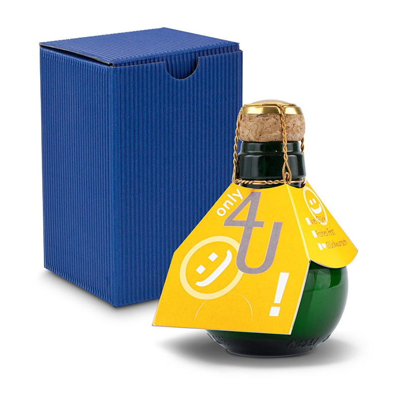Kleinste Sektflasche der Welt! Only 4 u - Inklusive Geschenkkarton in Blau, 125 ml