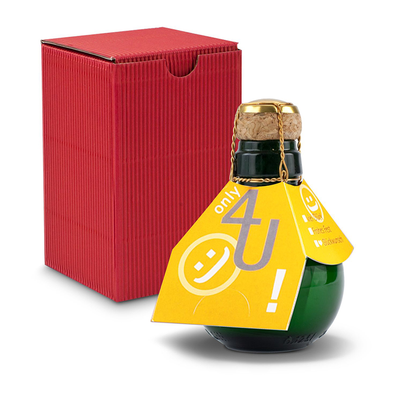 Kleinste Sektflasche der Welt! Only 4 u - Inklusive Geschenkkarton in Rot, 125 ml
