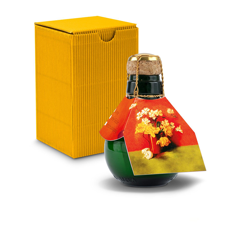 Kleinste Sektflasche der Welt! Blumengesteck - Inklusive Geschenkkarton in Gelb, 125 ml