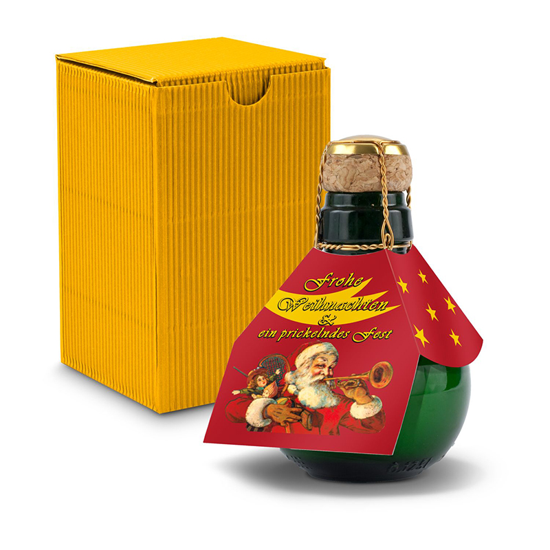 Kleinste Sektflasche der Welt! Weihnachtsgruß - Inklusive Geschenkkarton, 125 ml