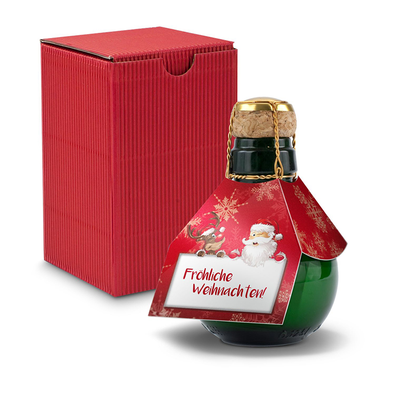Origineller Sekt Fröhliche Weihnachten - Karton Rot, 125 ml