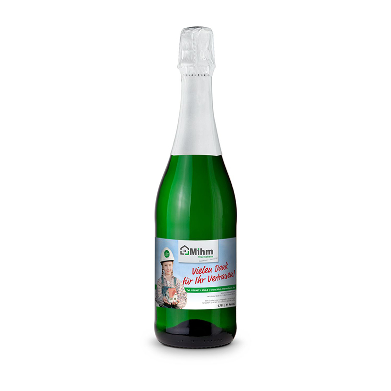Sekt Cuvée - Flasche grün - Kapselfarbe Weiß, 0,75 l
